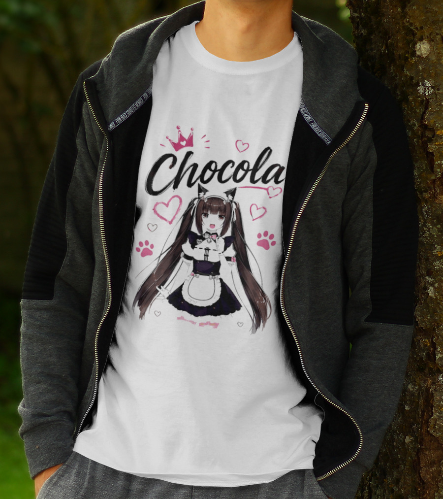 Chocola Nekopara Anime Maid Cat Ears Manga Cute Hearts T-Shirt
