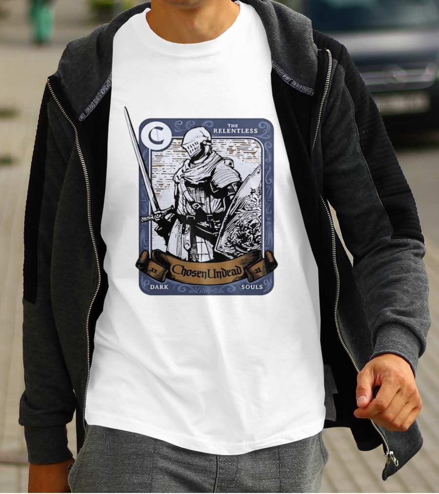 Chosen Undead The Relentless Dark Souls Knight Trading Card T-Shirt
