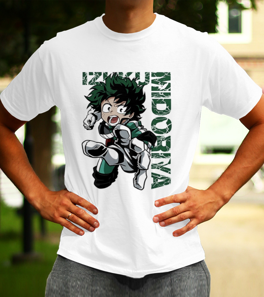 Izuku Midoriya Action Pose Green Hero Costume Anime T-Shirt