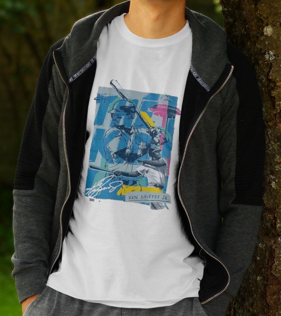 Ken Griffey Jr The Kid Baseball Legend Number 24 Seattle Skyline T-Shirt