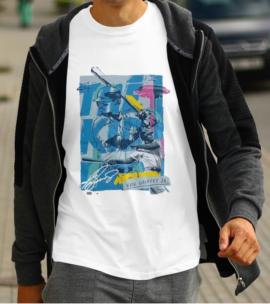 Ken Griffey Jr The Kid Baseball Legend Number 24 Seattle Skyline T-Shirt