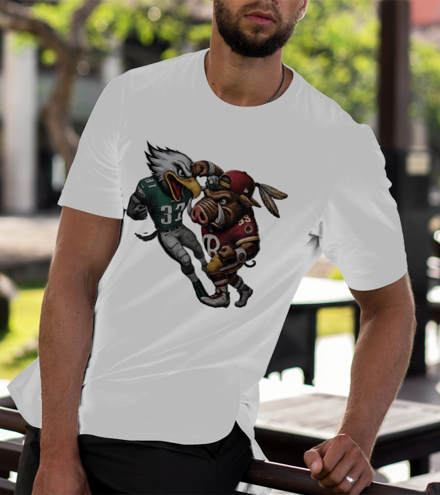 Eagles Versus Redskins Fight Cartoon NFL Rivalry T-Shirt