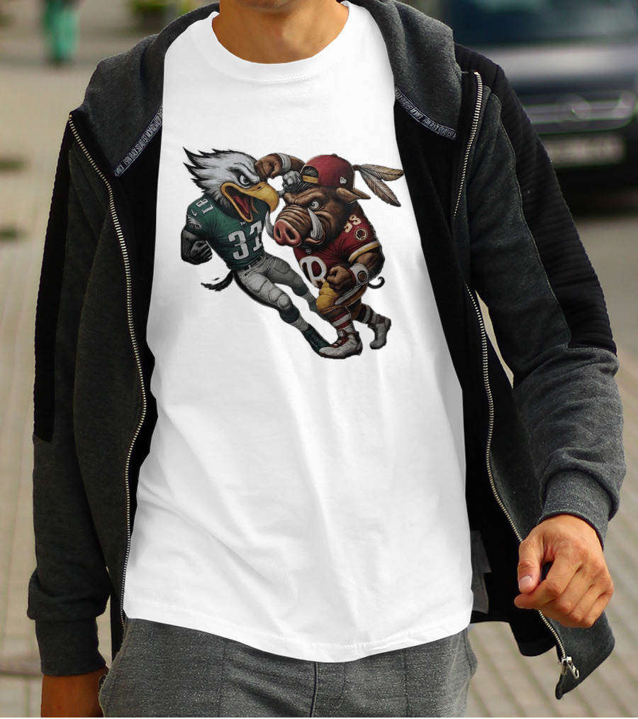Eagles Versus Redskins Fight Cartoon NFL Rivalry T-Shirt