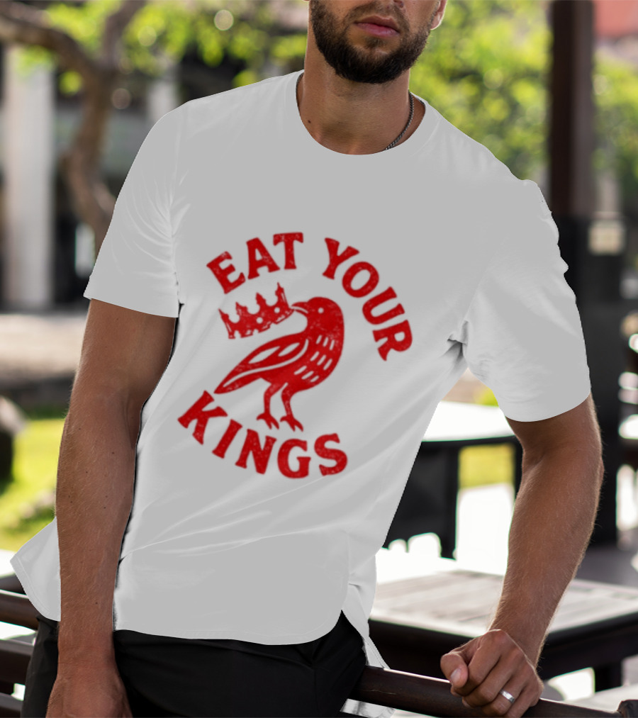 Eat Your Kings Raven With Crown Gothic Crow T-Shirt