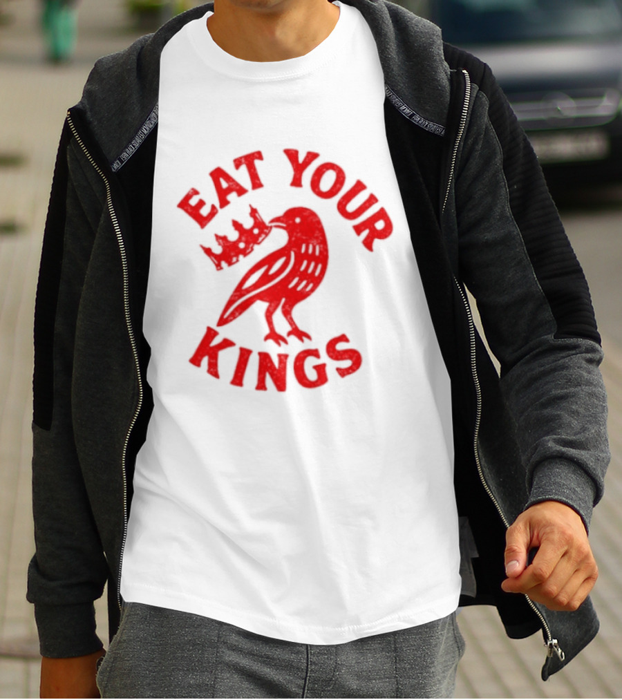 Eat Your Kings Raven With Crown Gothic Crow T-Shirt
