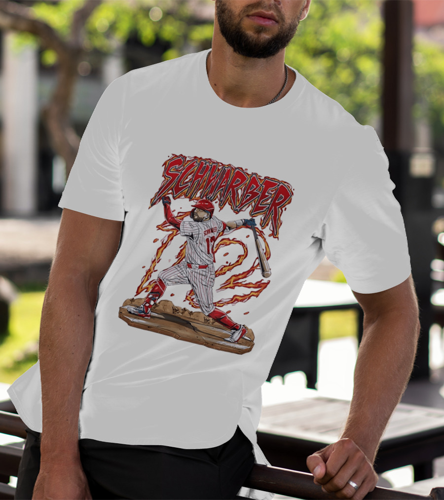 Kyle Schwarber Philadelphia Phillies 12 Baseball Player Flames T-Shirt