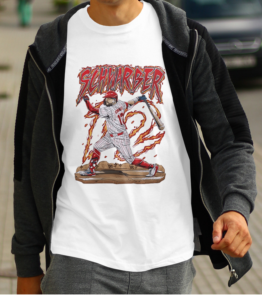 Kyle Schwarber Philadelphia Phillies 12 Baseball Player Flames T-Shirt