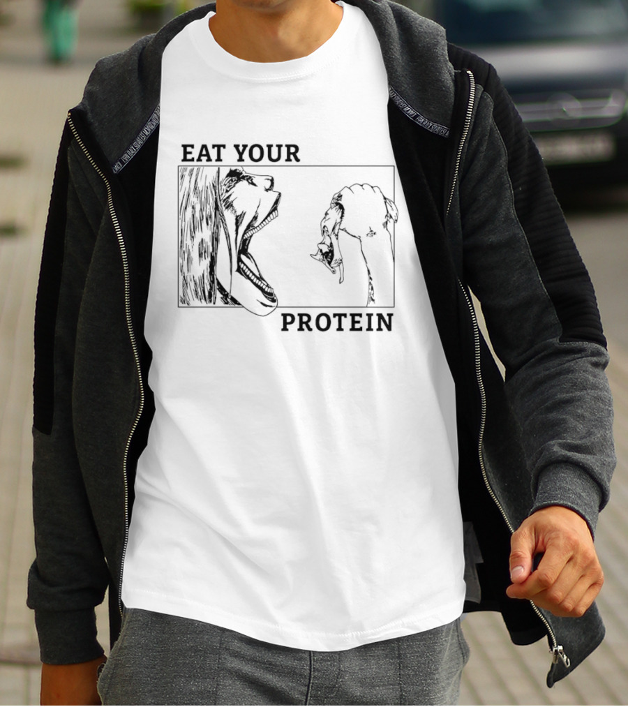 Eren Yeager Eat Your Protein Attack On Titan Fitness Motivation T-Shirt