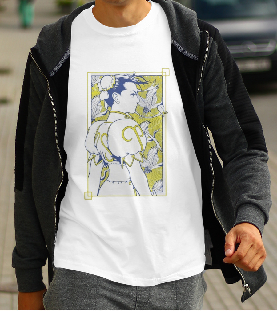 Shinkiro Metallic Chun Li Cranes And Peonies T-Shirt