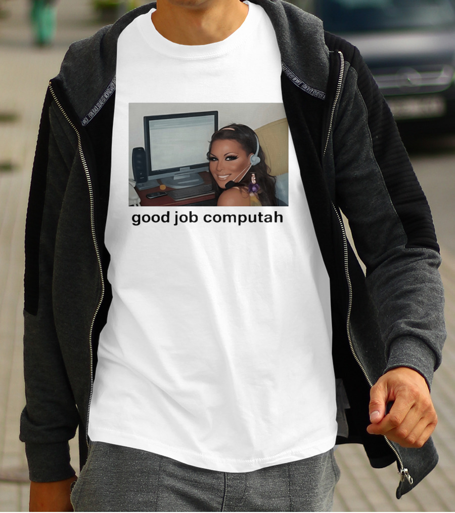 Good Job Computah Meme Headset Woman Internet Culture T-Shirt