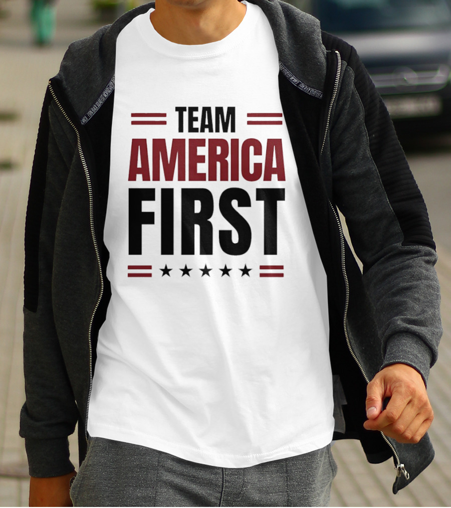 Team America First Patriotic USA Stars Stripes T-Shirt