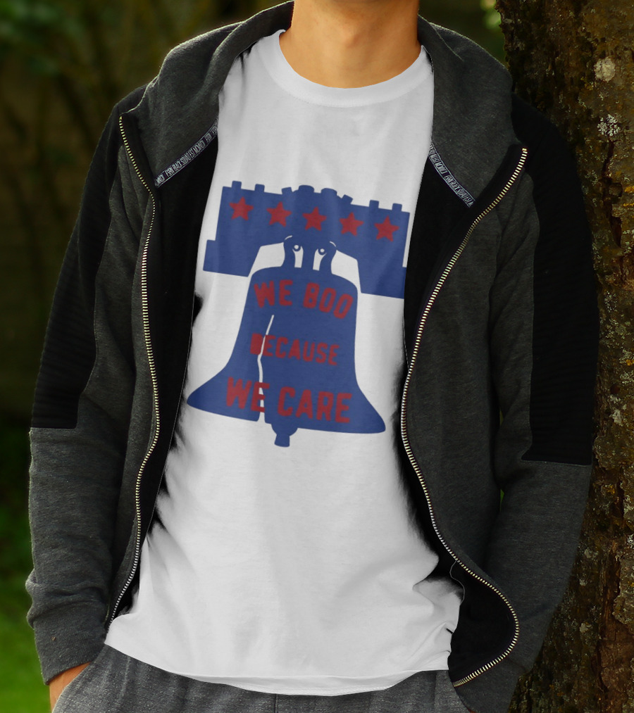 Phillies Liberty Bell We Boo Because We Care Stars Red Blue T-Shirt