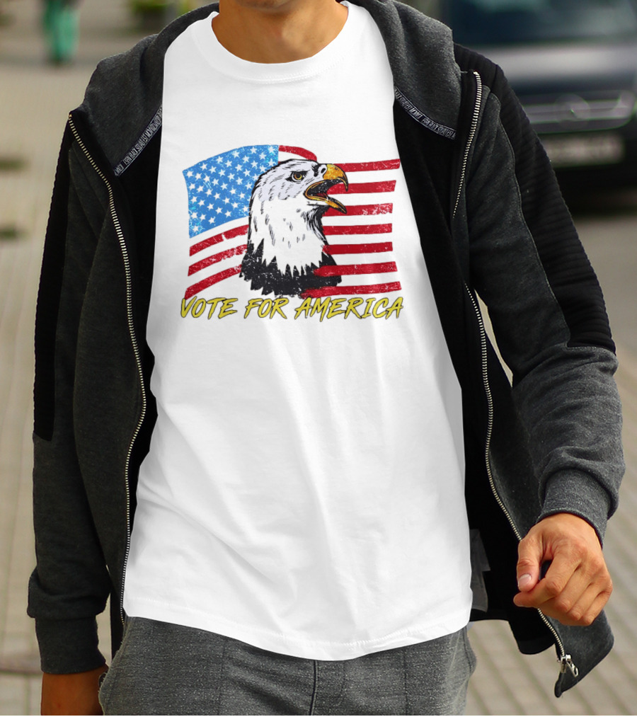 Vote For America Bald Eagle American Flag Stars And Stripes T-Shirt