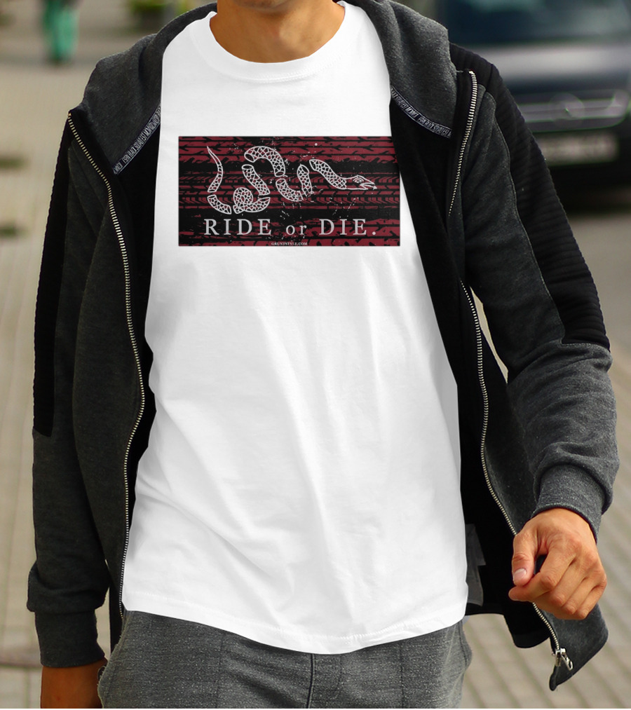 Ride Or Die Coiled Snake Tire Tread Grunt T-Shirt