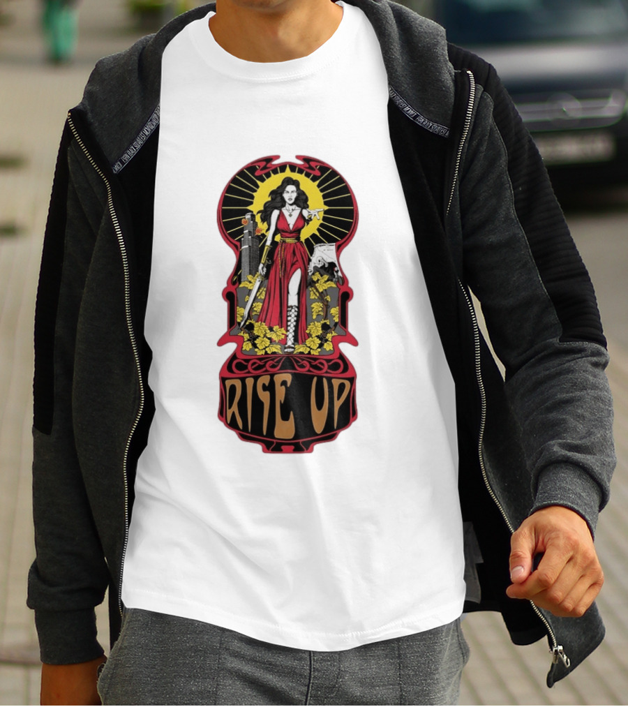 Rise Up Empowerment Resistance Activism Art Deco Warrior Woman T-Shirt