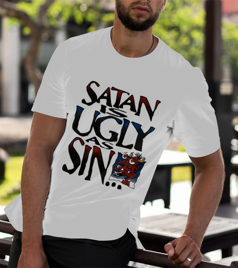 Satan Is Ugly As Sin Red Cartoon T-Shirt