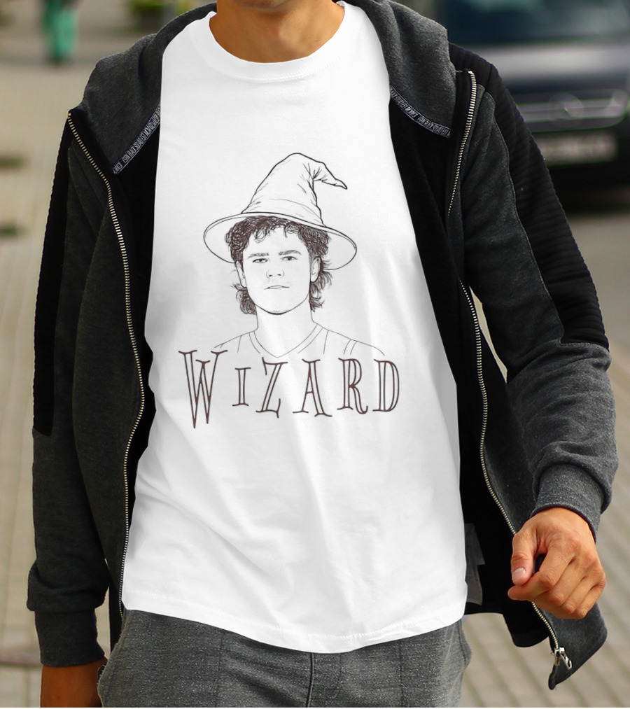 Wizard Mustache Man Wearing Hat Sketch T-Shirt