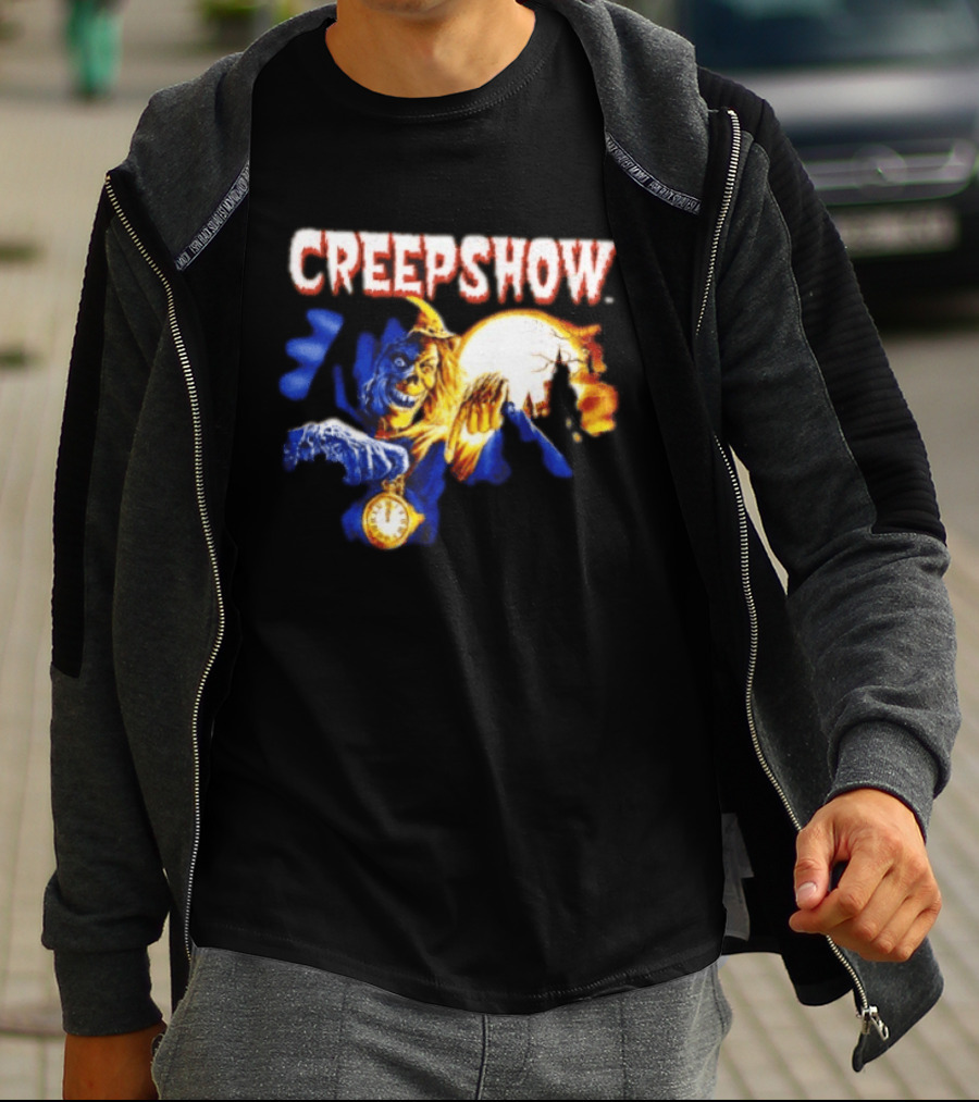 Creepshow Skeleton Holding Pocket With Horror Movie T-Shirt