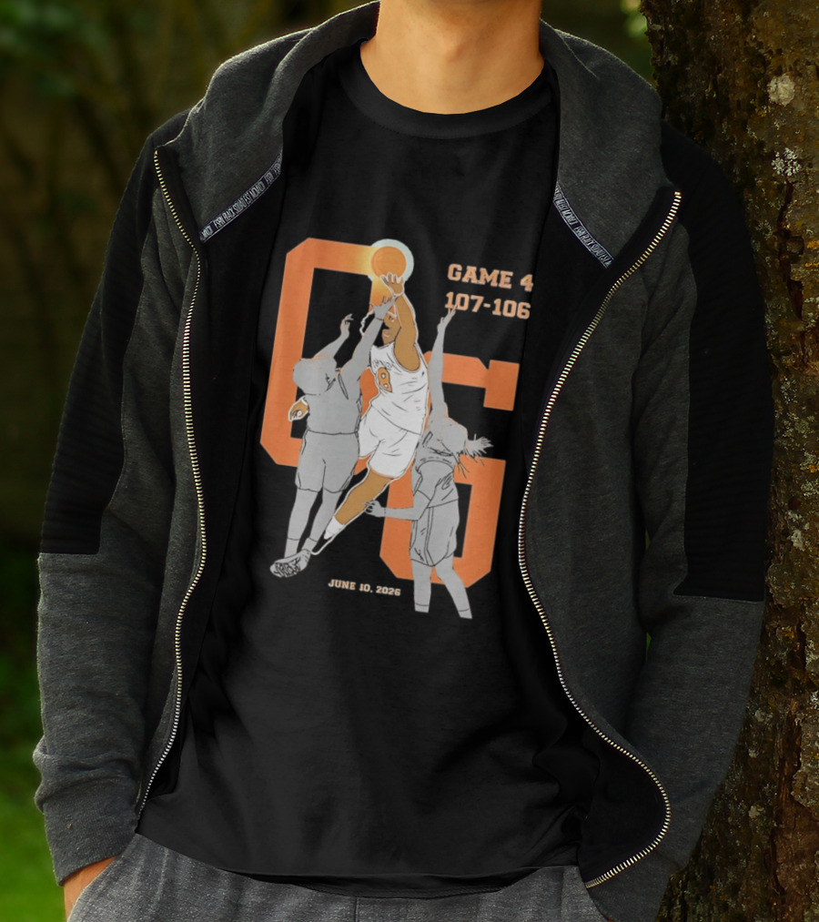 Game 4 107 106 June 10 2026 Basketball Player Dunk Action T-Shirt
