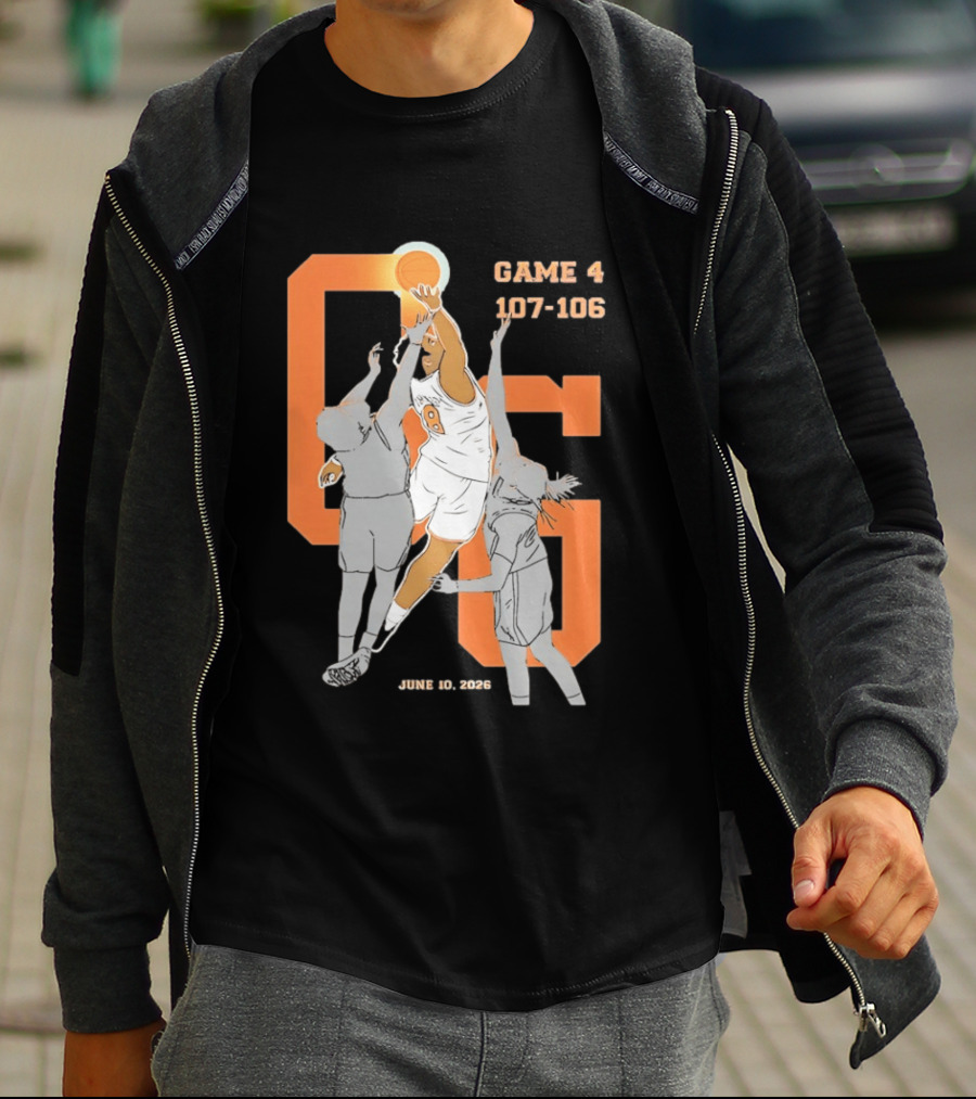 Game 4 107 106 June 10 2026 Basketball Player Dunk Action T-Shirt
