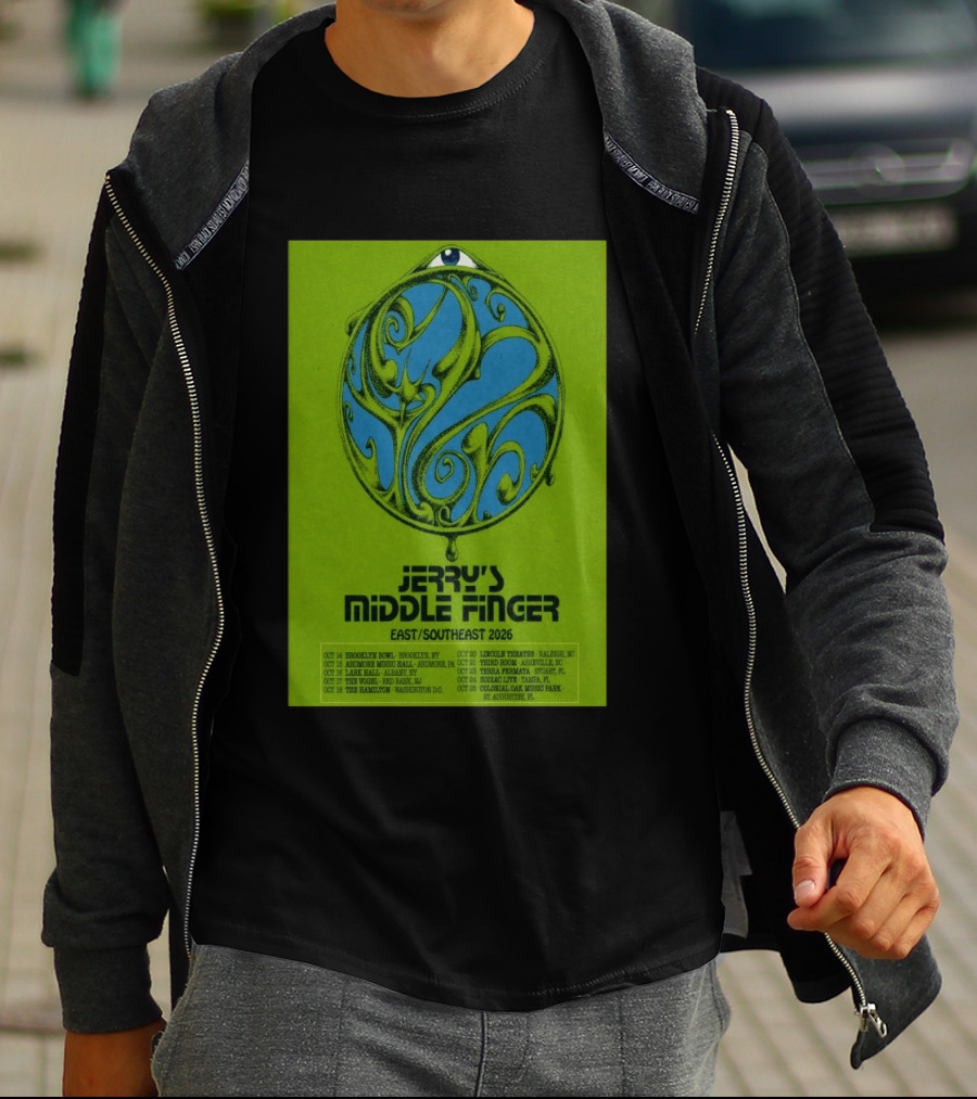 Jerry's Middle Finger East Southeast 2026 Tour Dates With Artistic Eye T-Shirt