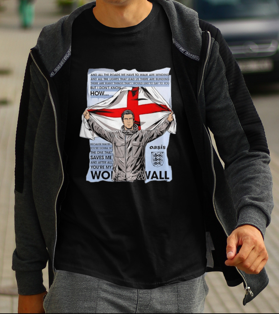 Liam Gallagher Oasis Lyrics You're My Wonderwall England Flag T-Shirt
