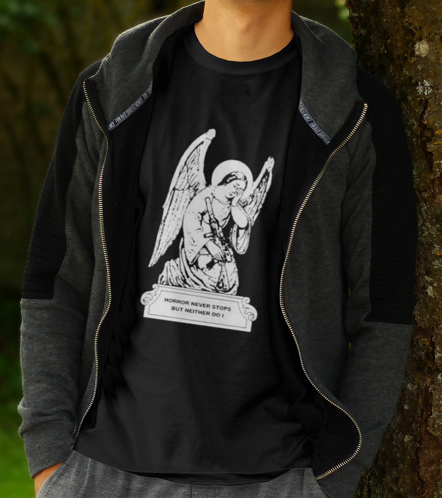 Horror Never Stops Angel With Rifle Resilience T-Shirt