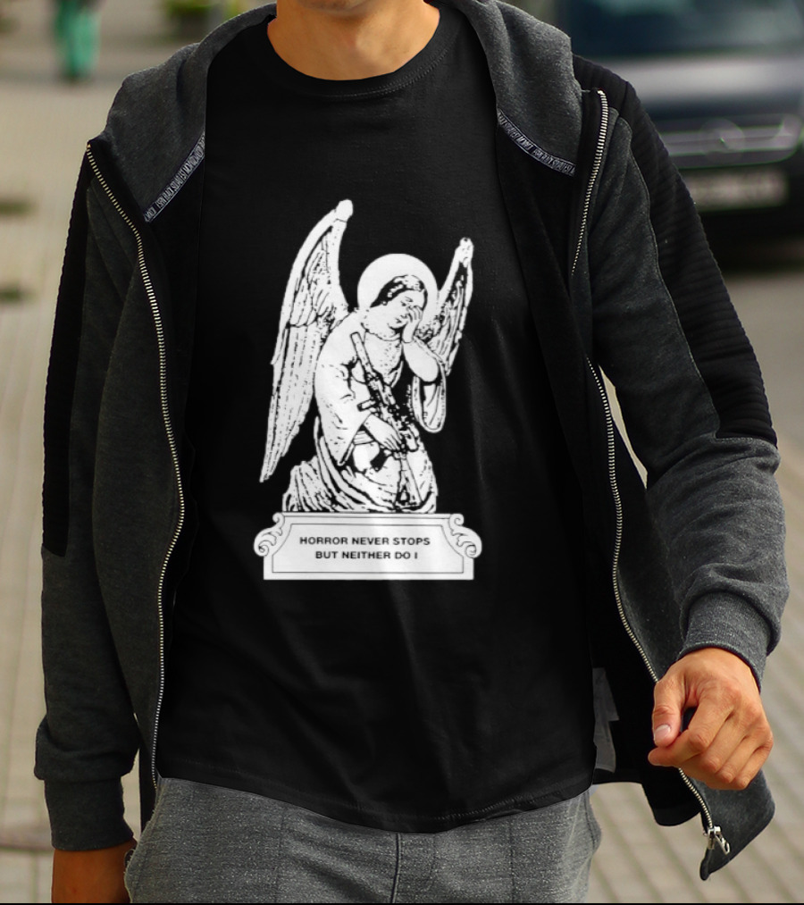 Horror Never Stops Angel With Rifle Resilience T-Shirt
