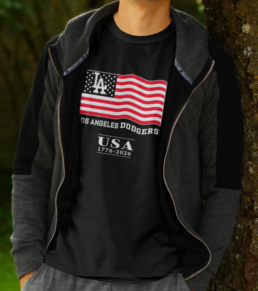 Los Angeles Dodgers USA Flag 1776 2026 T-Shirt