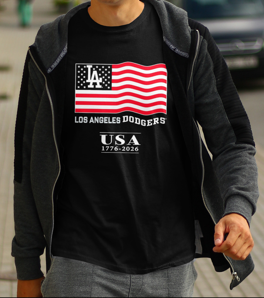 Los Angeles Dodgers USA Flag 1776 2026 T-Shirt