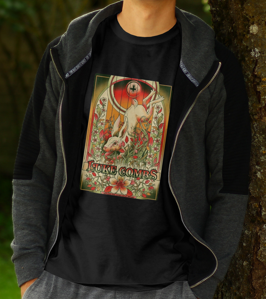 Luke Combs Slane Castle Ireland June 18 2026 Rabbit Floral Art Deco T-Shirt