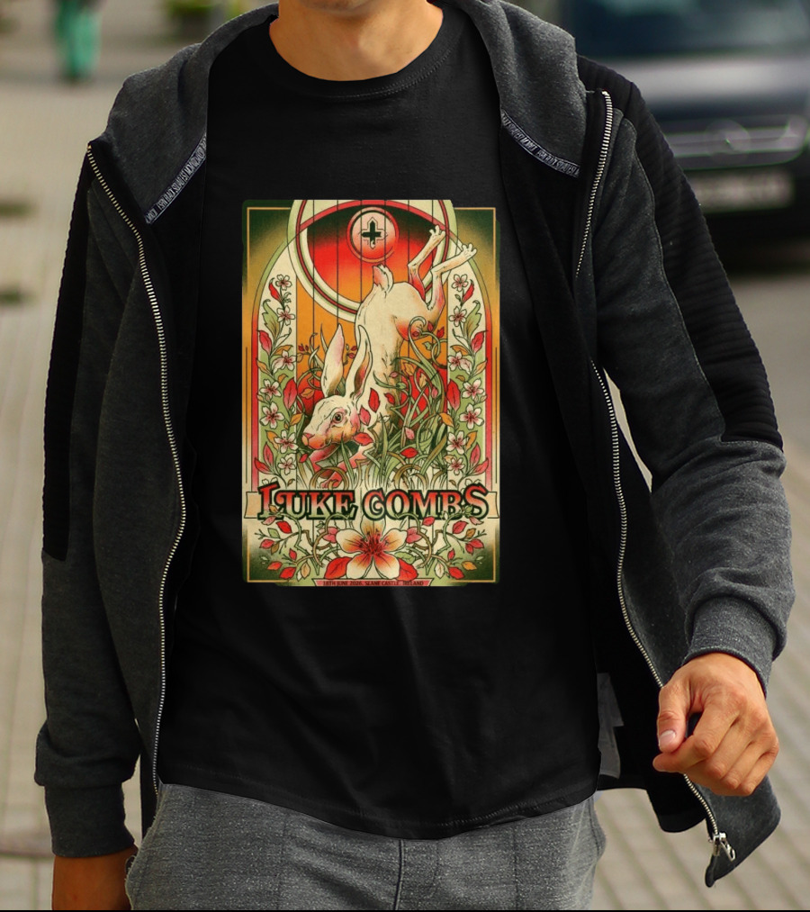 Luke Combs Slane Castle Ireland June 18 2026 Rabbit Floral Art Deco T-Shirt