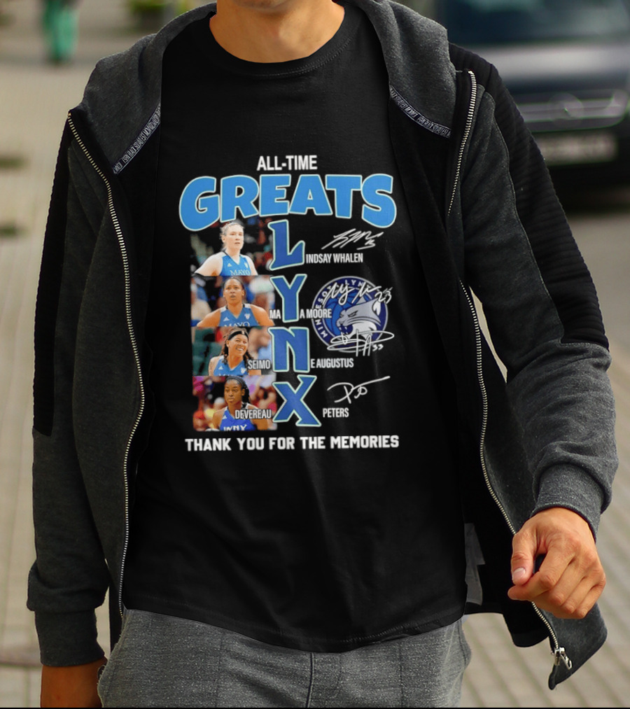 Minnesota Lynx All Time Greats Thank You For The Memories Signatures T-Shirt