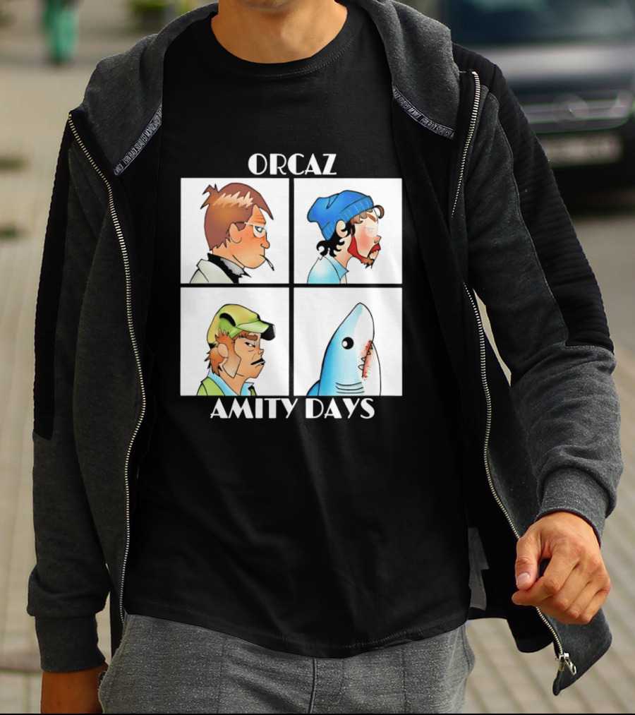 Orcaz Amity Days Four Grid Shark Bite Album Cover T-Shirt
