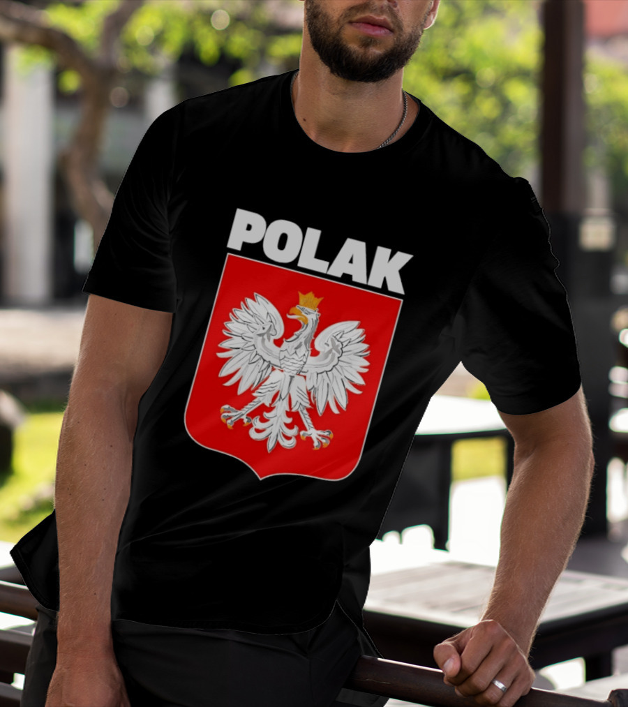 Polak Polish Eagle Emblem White Text Red T-Shirt
