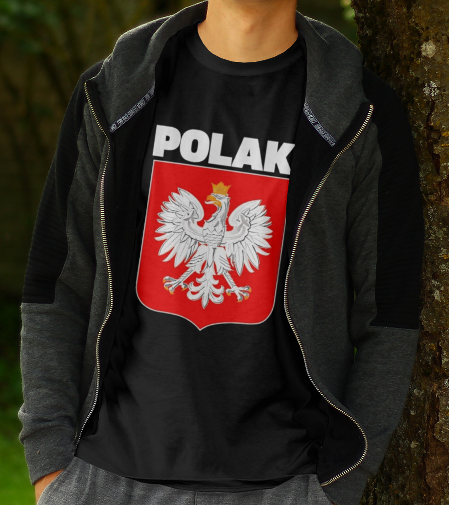 Polak Polish Eagle Emblem White Text Red T-Shirt