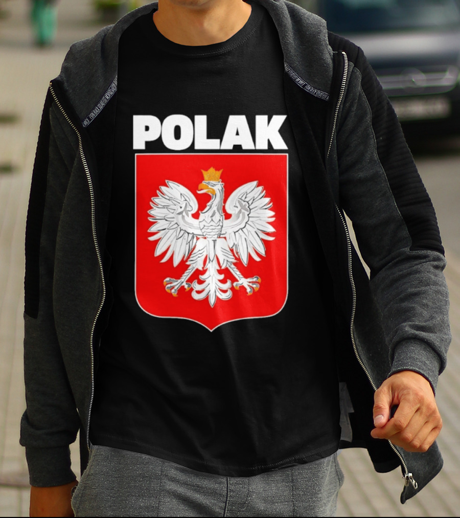 Polak Polish Eagle Emblem White Text Red T-Shirt