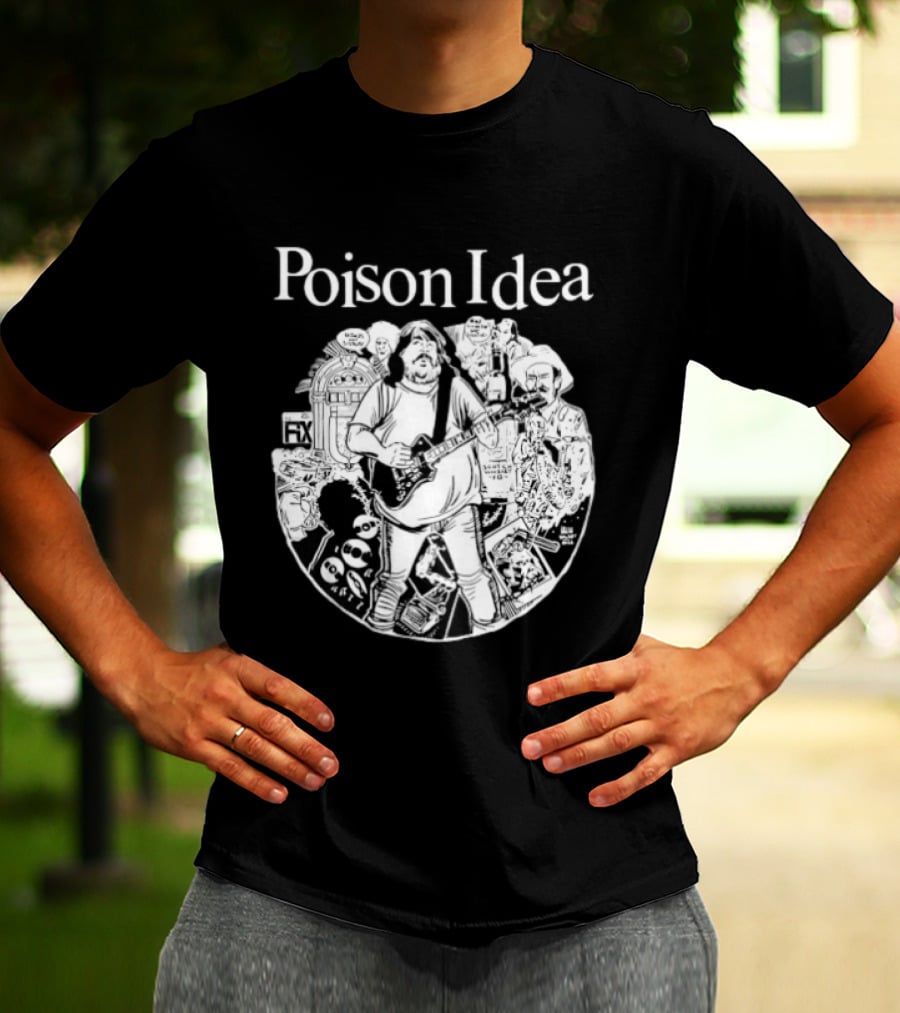 Poison Idea Jerry A Casale Portland Punk Black And White Sketch Montage T-Shirt