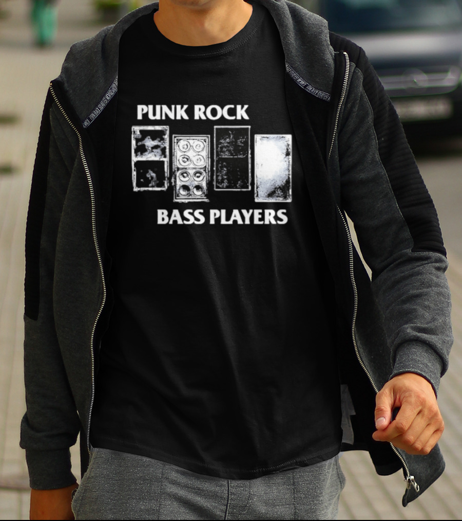 Punk Rock Bass Players Amplifier Musician Black White Speaker Cabinet T-Shirt