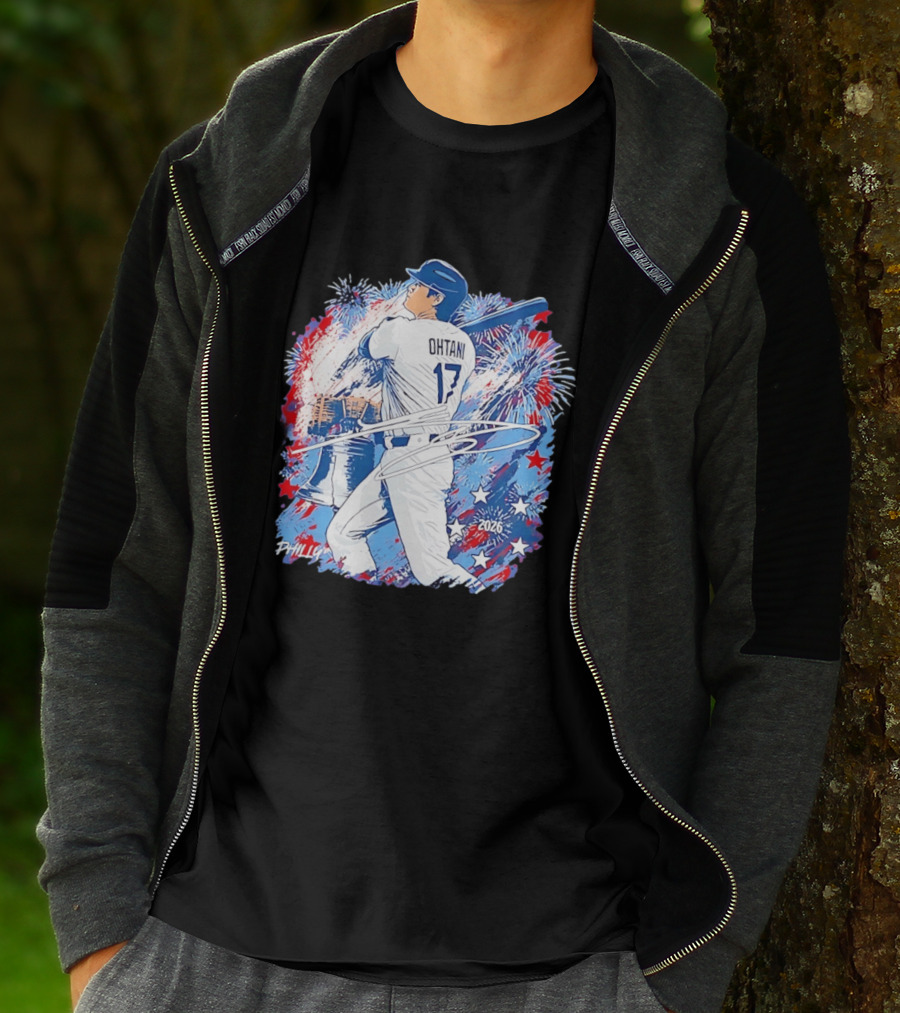 Ohtani 17 Philly 2026 Baseball Fireworks Liberty Bell T-Shirt