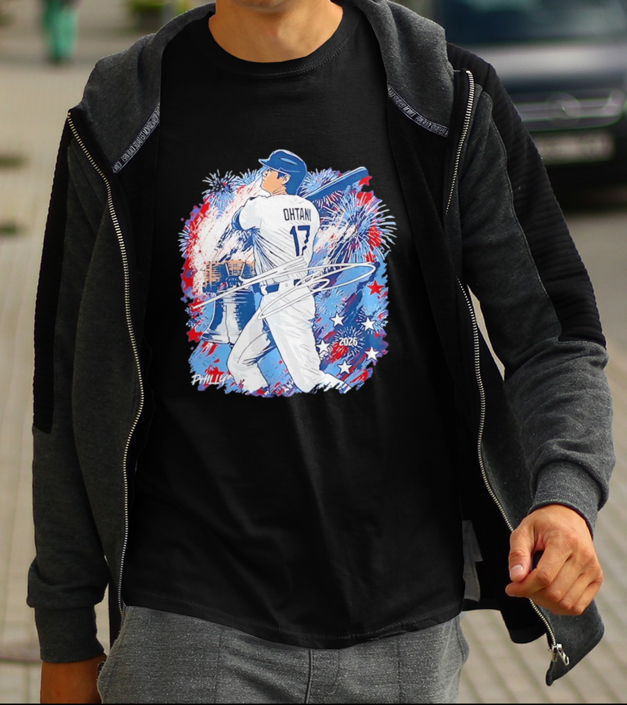 Ohtani 17 Philly 2026 Baseball Fireworks Liberty Bell T-Shirt
