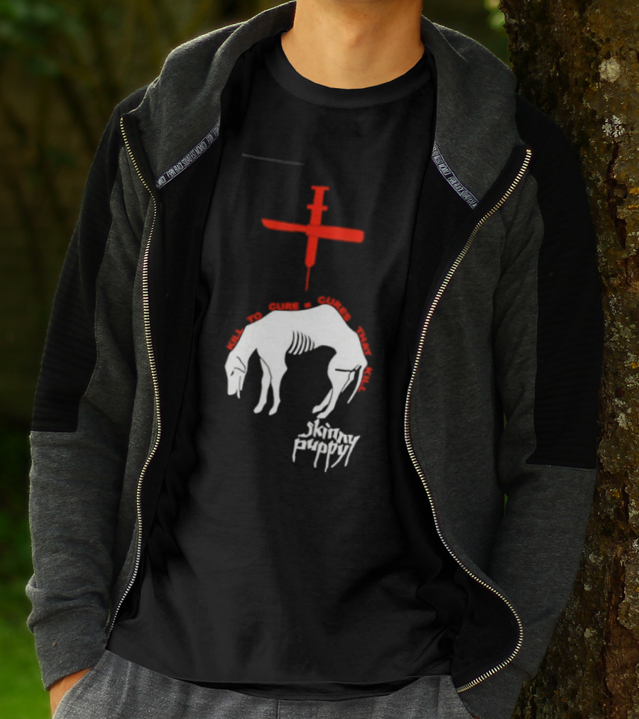 Skinny Puppy Kill To Cure Syringe Skeleton Artwork Cures That Kill T-Shirt