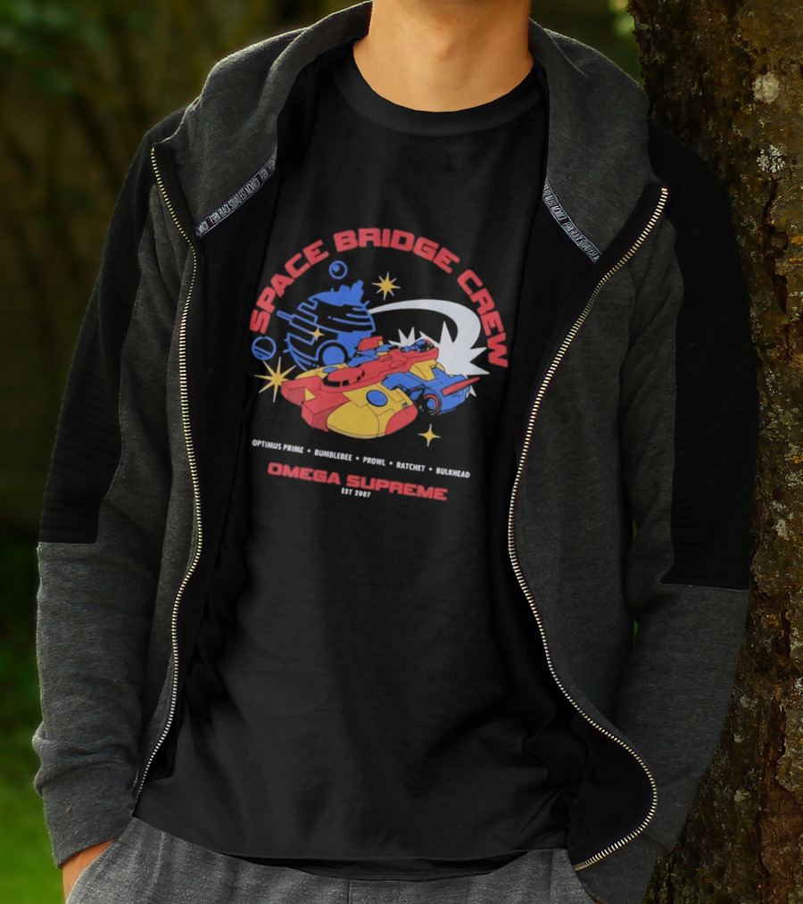 Space Bridge Crew Omega Supreme Optimus Prime Bumblebee Prowl Ratchet Bulkhead T-Shirt