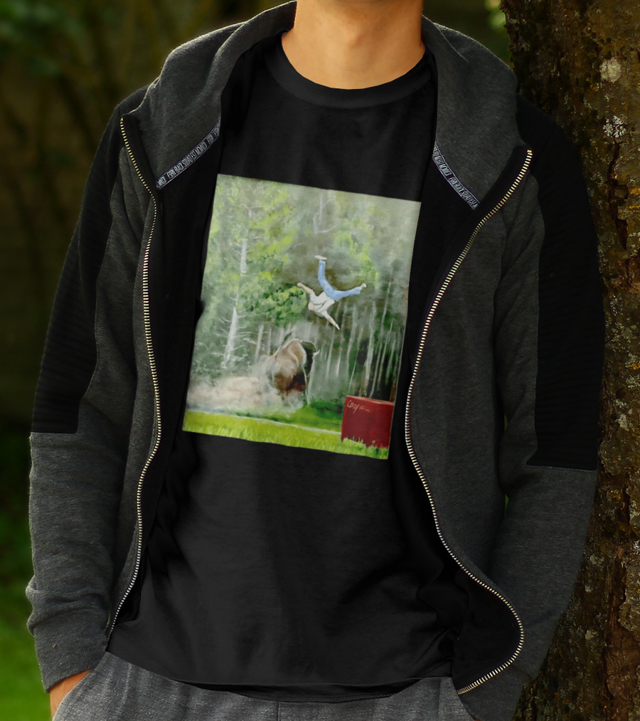 Sportman Epic Bison Attack Wildlife Painting T-Shirt