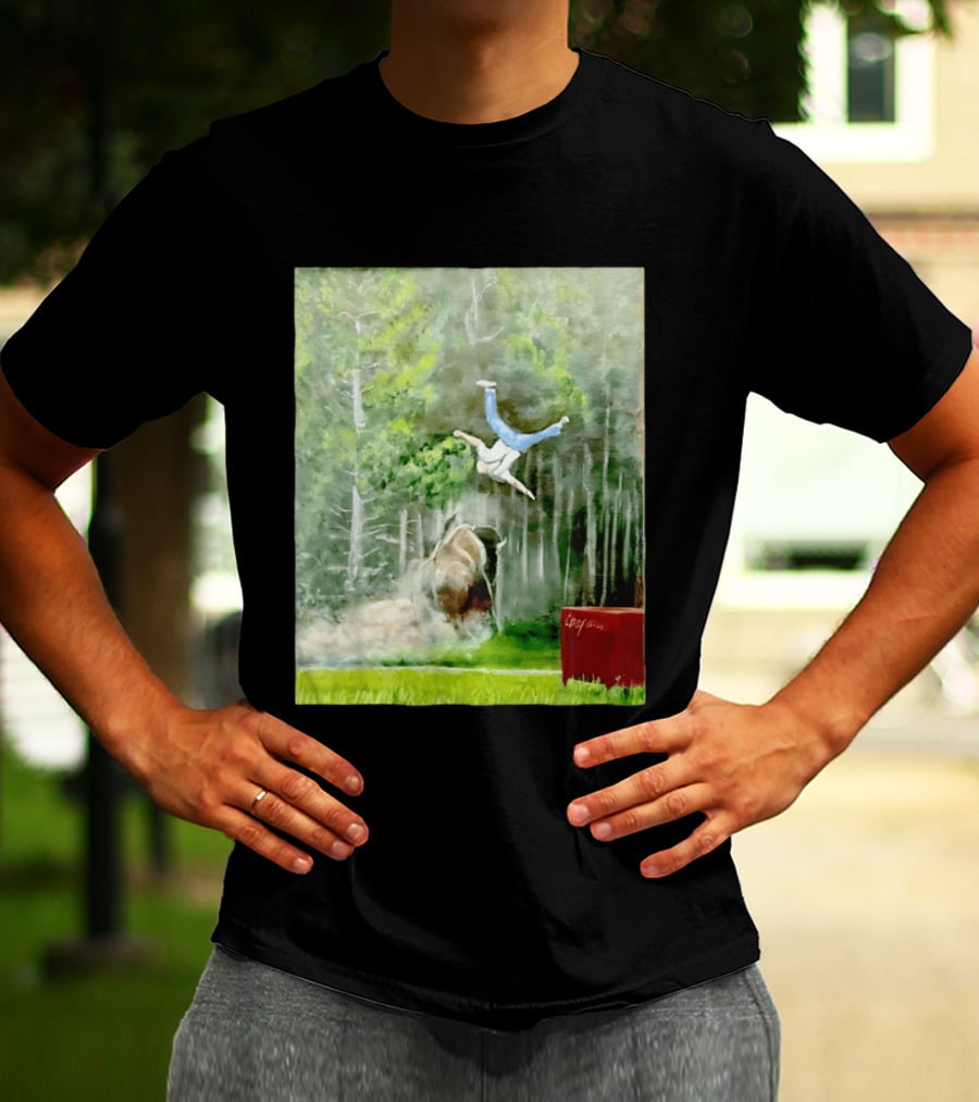 Sportman Epic Bison Attack Wildlife Painting T-Shirt