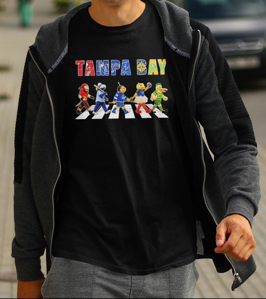 Tampa Bay Sports Mascots Walking Abbey Road Style Sports In City T-Shirt