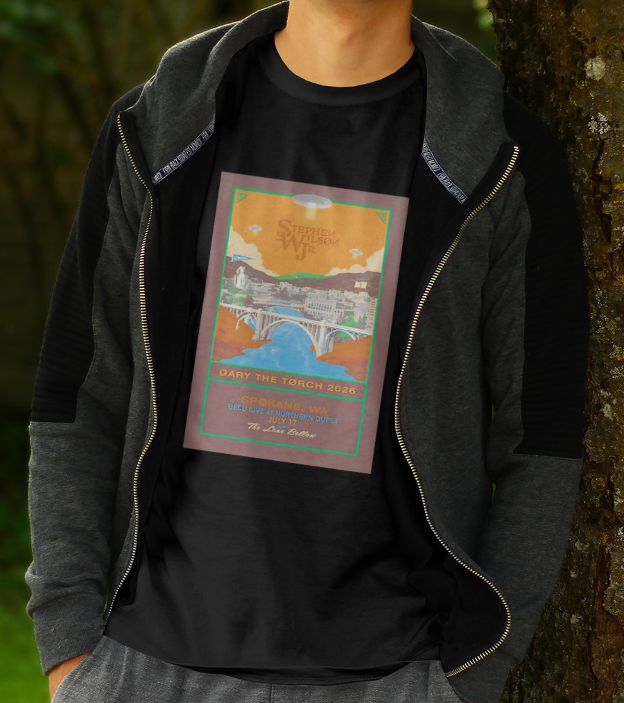 Stephen Wilson Jr Gary The Torch 2026 Bridge UFO Spokane WA Concert July 17 The Lone Bellow T-Shirt