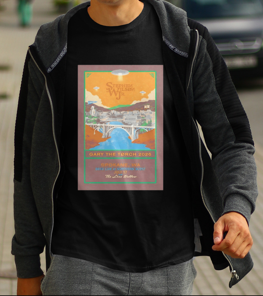 Stephen Wilson Jr Gary The Torch 2026 Bridge UFO Spokane WA Concert July 17 The Lone Bellow T-Shirt