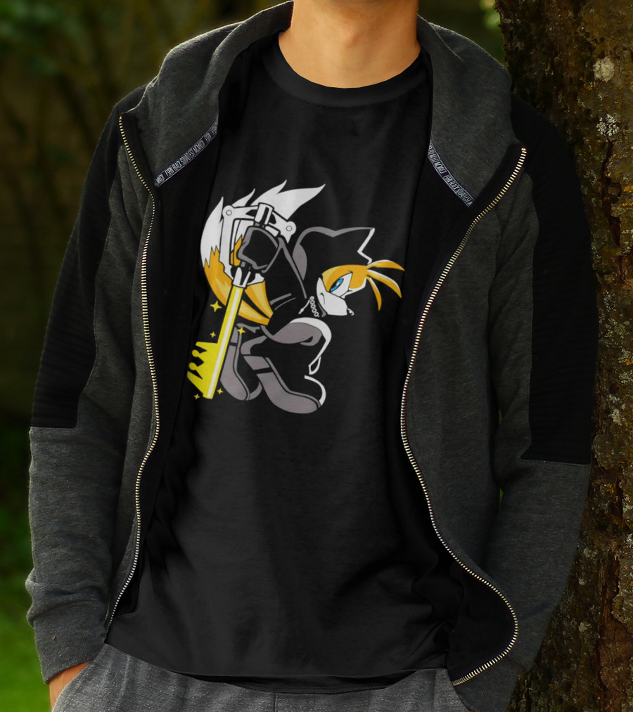 Tails The Fox In Organization XIII Cloak Holding Keyblade T-Shirt