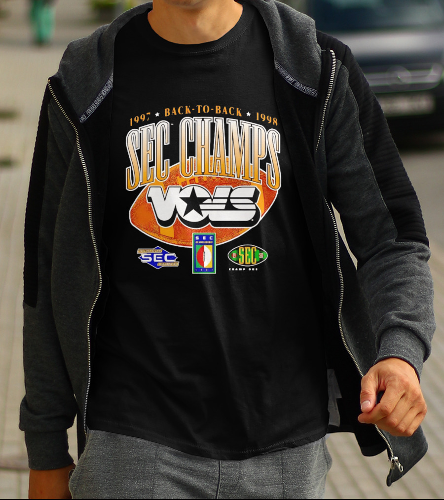 Tennessee Volunteers Vols SEC Champs Back To Back 1997 1998 Football Southeastern Conference Championship T-Shirt